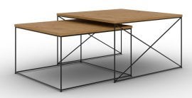 Komplet dveh klubskih mizic Licco - črna/hrast lancelot