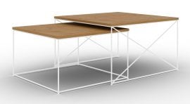 Komplet dveh klubskih mizic Licco - bela/hrast lancelot