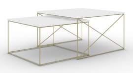 Komplet dveh klubskih mizic Licco - zlata/bela mat