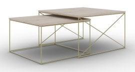 Komplet dveh klubskih mizic Licco - zlata/sonoma