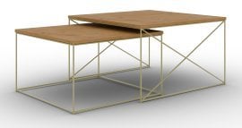 Komplet dveh klubskih mizic Licco - zlata/hrast lancelot