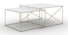 Komplet dveh klubskih mizic Licco - zlata/bela sijaj