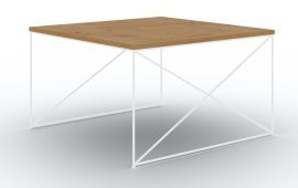 Klubska miza Nelia - bela/hrast lancelot