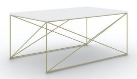 Klubska miza Dante - zlata/bela sijaj