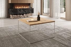 Klubska miza Roni - bela/hrast lancelot