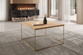 Klubska miza Roni - zlata/hrast lancelot