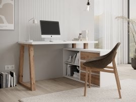 Kotna pisalna miza Iwo II - bela/artisan