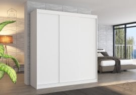 Garderobna omara z drsnimi vrati Megan - 200 cm - bela