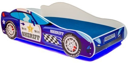 ADRK - Otroška postelja Avto sherif - 80x160 cm + LED