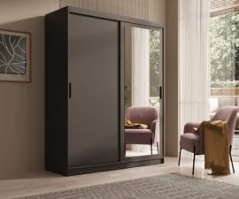 Garderobna omara Hailey - 160 cm - črna