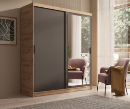 Garderobna omara Hailey - 180 cm - artisan hrast/črna