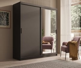 Garderobna omara Hailey - 180 cm - črna