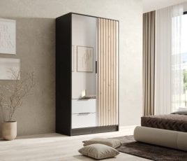 Garderobna omara Neri - 100 cm - črna/bela