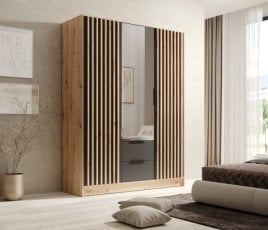 Garderobna omara Neri - 150 cm - artisan hrast/črna