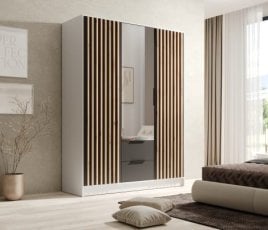 Garderobna omara Neri - 150 cm - bela/črna