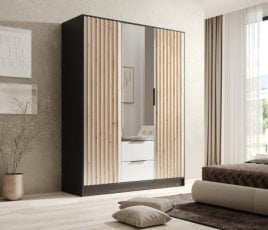 Garderobna omara Neri - 150 cm - črna/bela