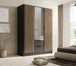 Garderobna omara Neri - 150 cm - črna