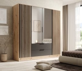 Garderobna omara Neri - 200 cm - artisan hrast/črna