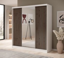 Garderobna omara Ida - 200 cm - bela/črna