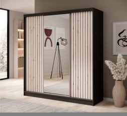 Garderobna omara Ida - 200 cm - črna/bela