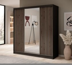 Garderobna omara Ida - 200 cm - črna