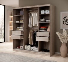 ADRK - Garderobna omara Ida - 200 cm - sonoma hrast/črna