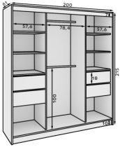 ADRK - Garderobna omara Ida - 200 cm - sonoma hrast/črna