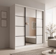 Garderobna omara Keri - 200 cm - bela/črna