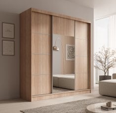 Garderobna omara Keri - 200 cm - sonoma hrast/srebrna