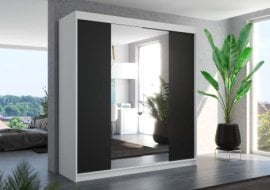 Garderobna omara Perqs - 200 cm - bela/črna