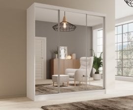 Garderobna omara Tola - 200 cm - bela