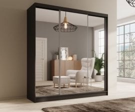 Garderobna omara Tola - 200 cm - črna