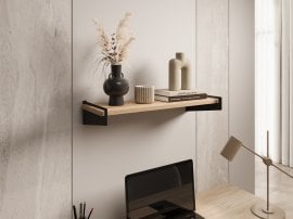 Polica Ovo - črna/artisan hrast