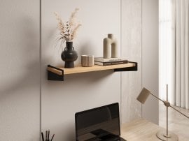 Polica Ovo - črna/lancelot hrast