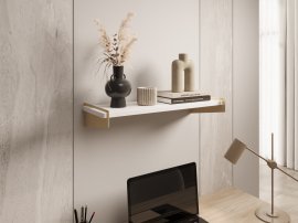 Polica Ovo - zlata/bela mat