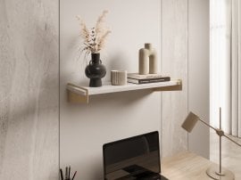 Polica Ovo - zlata/bela sijaj