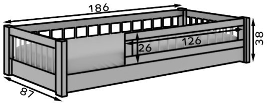 ADRK - Otroška postelja Dori - 80x180 cm - bela