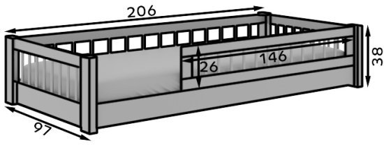ADRK - Otroška postelja Dori - 90x200 cm - bor