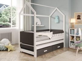 Otroška postelja z dodatnim ležiščem Jaspis - 90x200 cm - bela/antracit