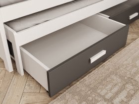 ADRK - Otroška postelja z dodatnim ležiščem Jaspis - 80x180 cm - bela/antracit