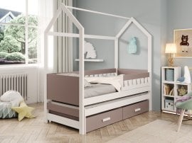 Otroška postelja z dodatnim ležiščem Jaspis - 90x200 cm - bela/tartuf