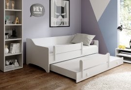 Otroška postelja z dodatnim ležiščem Naomi II - 80x160 cm - bel ročaj