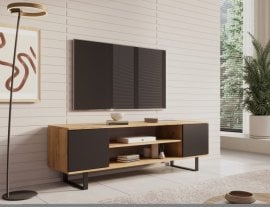 RTV komoda Lofter 155 cm - hrast craft/črna