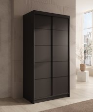 Garderobna omara z drsnimi vrati Verto - 100 cm - črna