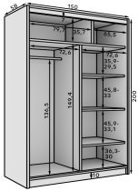 ADRK - Garderobna omara z drsnimi vrati Cardi - 150 cm - bela