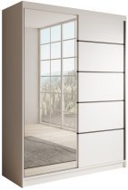 ADRK - Garderobna omara z drsnimi vrati Cardi - 150 cm - bela