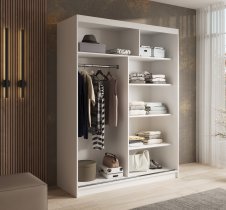 ADRK - Garderobna omara z drsnimi vrati Cardi - 150 cm - bela