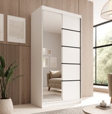 Garderobna omara z drsnimi vrati Laurencja - 100 cm - bela