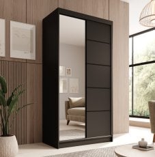 Garderobna omara z drsnimi vrati Laurencja - 100 cm - črna