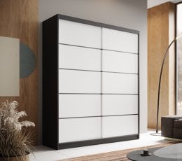 Garderobna omara z drsnimi vrati Hannah - 180 cm - črna/bela